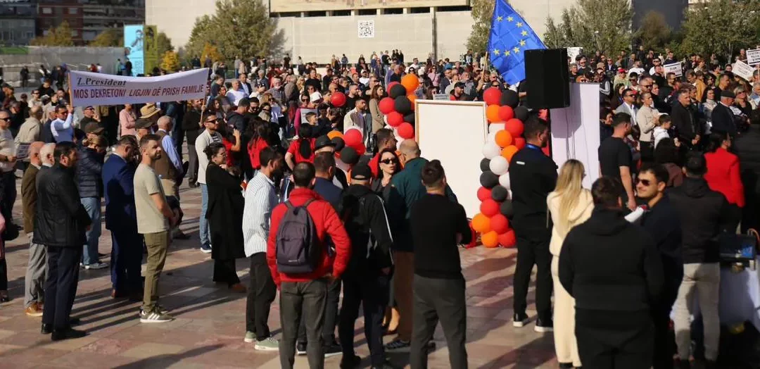 Thousands Gather for a Peaceful Rally in Skanderbeg Square Against the Gender Equality Law